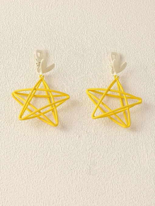Yellow [ear clip] Brass Enamel Star Minimalist Clip Trend Korean Fashion Earring